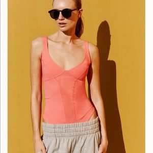 free people heart of gold leotard Sz XS Watermelon